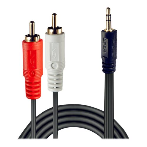 LINDY Premium Audio Adaptercable 10m 2x Phono/RCA to 3.5mm Stereo Jack