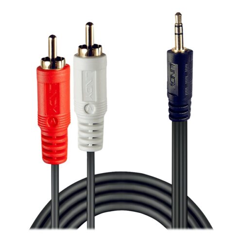 LINDY Premium Audio Adaptercable 1m 2x Phono/RCA to 3.5mm Stereo Jack