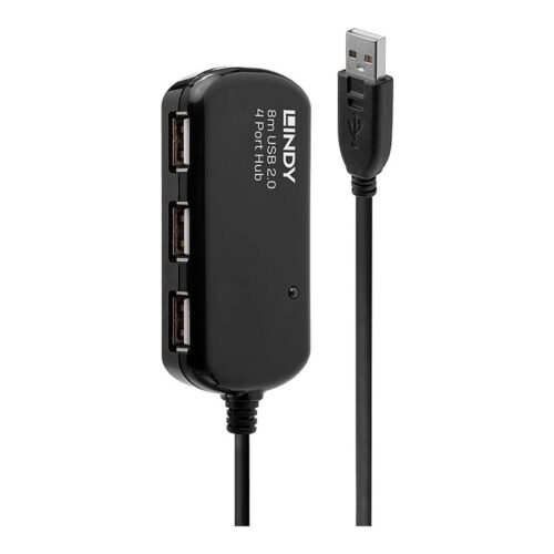 LINDY Rallonge active USB 2.0 Pro avec Hub 4 ports 8m