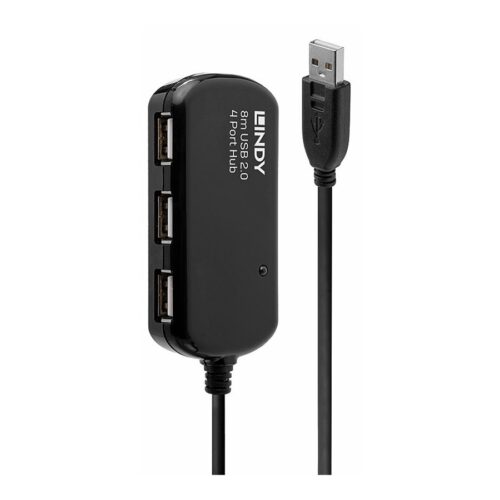 LINDY Rallonge active USB 2.0 Pro avec Hub 4 ports 8m