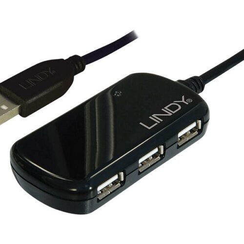 LINDY Rallonge active USB 2.0 Pro avec Hub 4 ports 8m