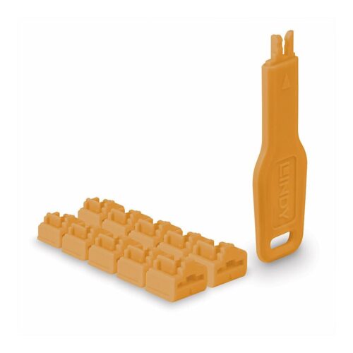 LINDY RJ45 Port Locks 10pcs with Key Orange