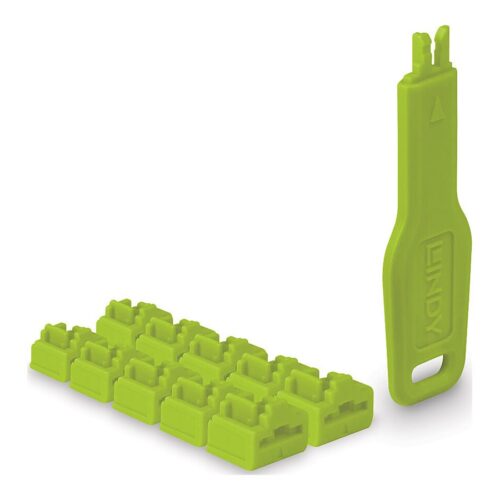 LINDY RJ45 Port Locks Green 10x + 1 Key