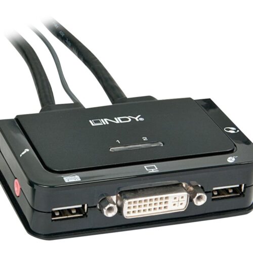LINDY Switch KVM Compact DVI-D Single Link USB 2.0 & Audio 2 ports