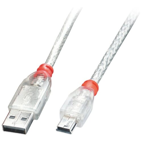 LINDY USB 2.0 Cable A/mini-B 1m USB High Speed Transparent