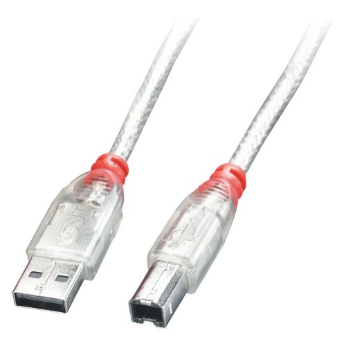 LINDY USB 2.0 Cable Type A/B Transparent 3m Type A/B M/M High/Full/LowSpeed