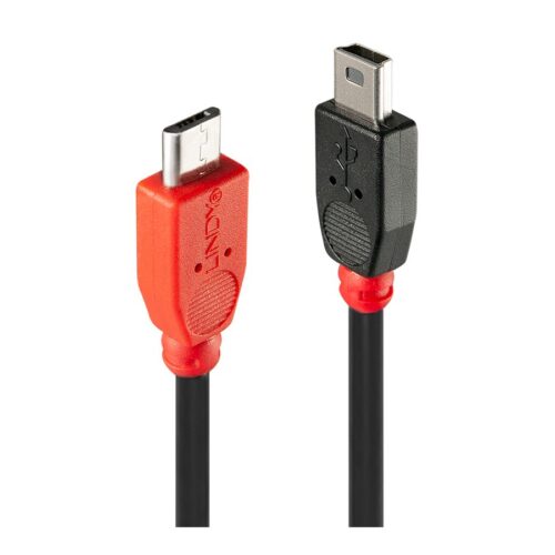 LINDY USB 2.0 Cable Type Micro-B/Mini-B OTG 1m Micro-B plug to Mini-B plug