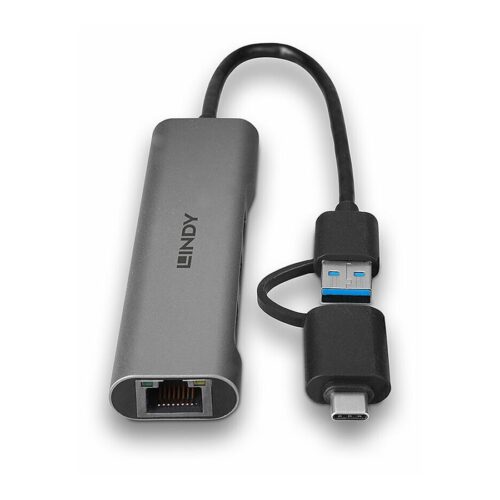 LINDY USB 3.2 Gen 1 Hub & Gigabit Ethernet Converter
