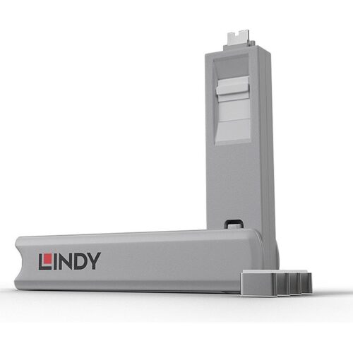 LINDY USB Type C Port Blocker Key – Pack of 4 Blockers White