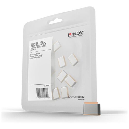 LINDY USB Type C Port Blockers Pack of 10 Orange