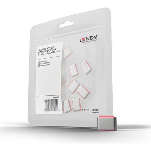 LINDY USB Type C Port Blockers Pack of 10 Red