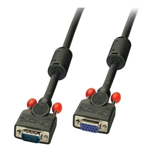 LINDY VGA Cable M/F Black 2m HD15 M/F with screws DDC-able