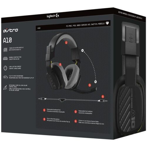 LOGITECH Astro Gaming A10 Gen 2 Headset full size wired 3.5 mm jack black