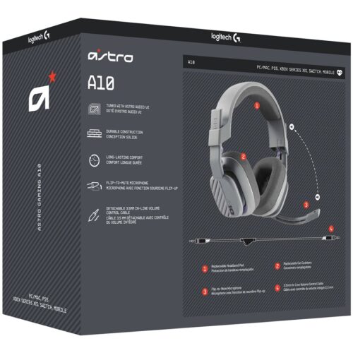 LOGITECH Astro Gaming A10 Gen 2 Headset full size wired 3.5 mm jack grey