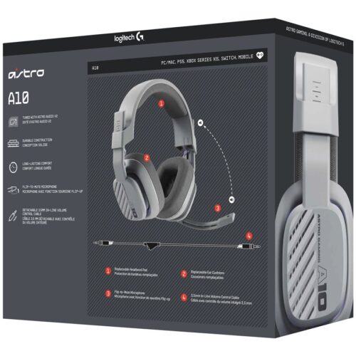 LOGITECH Astro Gaming A10 Gen 2 Headset full size wired 3.5 mm jack grey