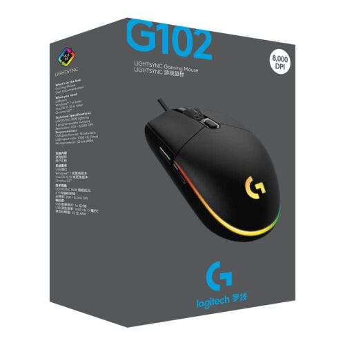 LOGITECH G102 LIGHTSYNC – BLACK – EER