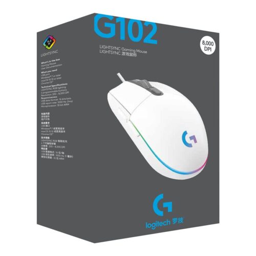 LOGITECH G102 LIGHTSYNC – WHITE – EER