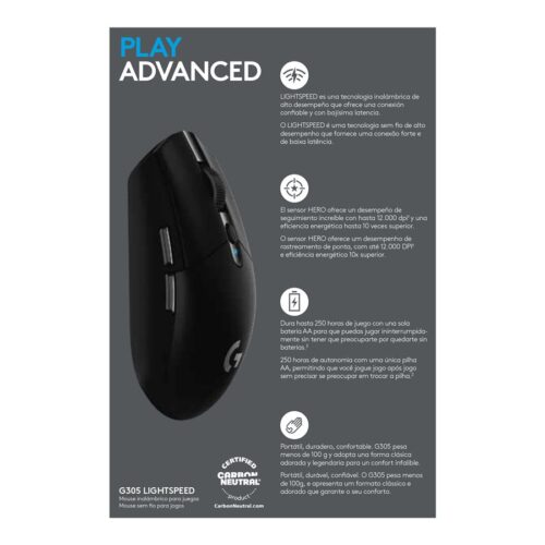 LOGITECH G305 Recoil Gaming Mouse – BLACK – EER2
