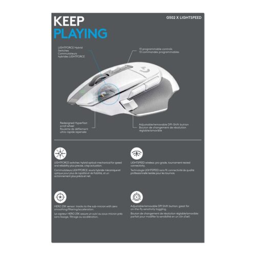 LOGITECH G502 X LIGHTSPEED – WHITE/CORE – EER2