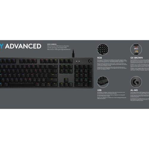 LOGITECH G512 Carbon Lightsync RGB Mechanical Gaming Keyboard with GX Brown switches Carbon FRA Central