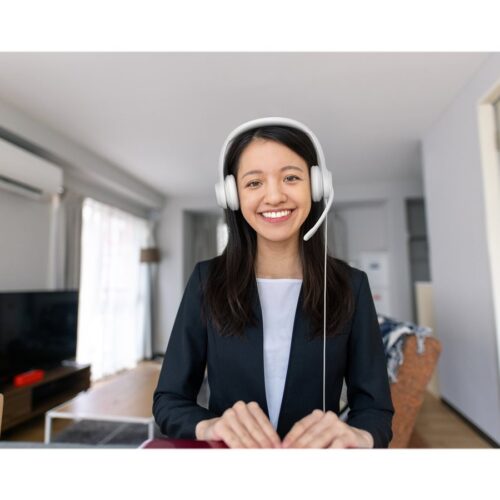 LOGITECH H390 Headset on-ear wired USB-A off-white