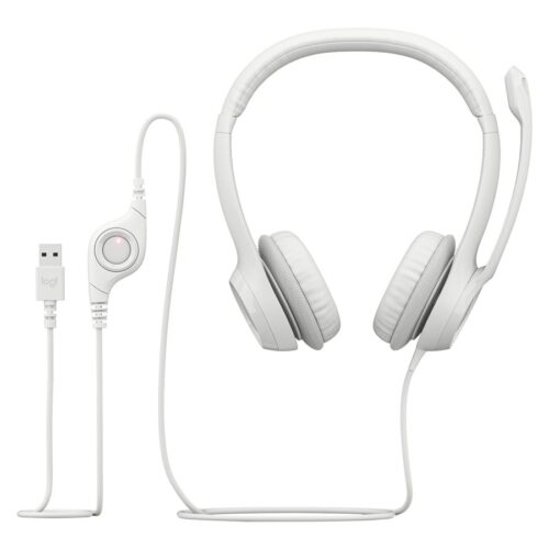 LOGITECH H390 Headset on-ear wired USB-A off-white