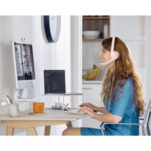 LOGITECH H390 Headset on-ear wired USB-A rose