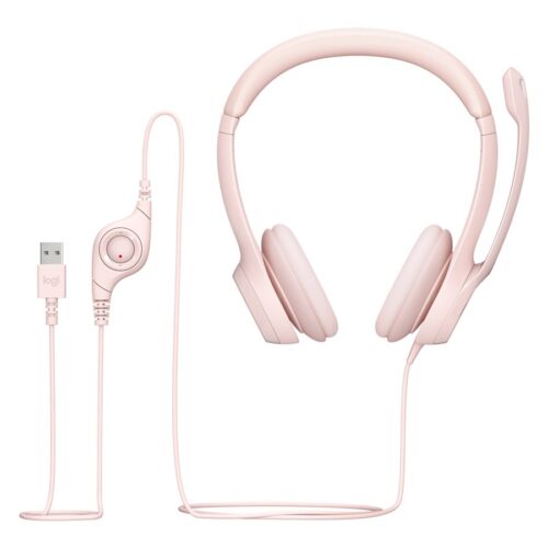 LOGITECH H390 Headset on-ear wired USB-A rose