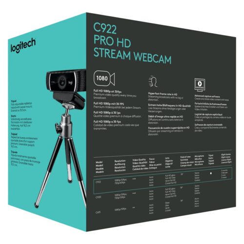 LOGITECH HD Pro Webcam C922 Webcam colour 720p 1080p H.264