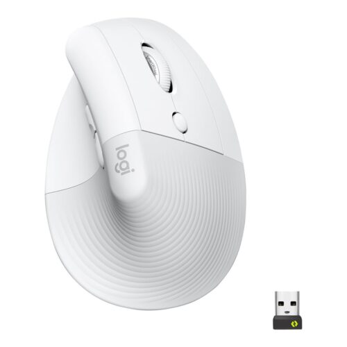 LOGITECH Lift for Business Vertical mouse ergonomic 6 buttons wireless Bluetooth 2.4 GHz Bolt USB receiver off-white