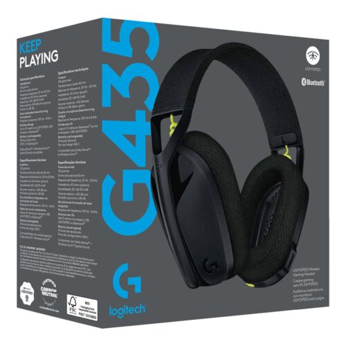 LOGITECH Lightspeed G435 Headset full size Bluetooth / 2.4 GHz radio frequency wireless black Discord Certified