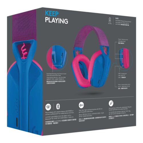 LOGITECH Lightspeed G435 Headset full size Bluetooth / 2.4 GHz radio frequency wireless blue Discord Certified