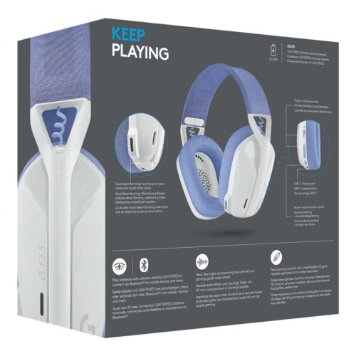 LOGITECH Lightspeed G435 Headset full size Bluetooth / 2.4 GHz radio frequency wireless white Discord Certified