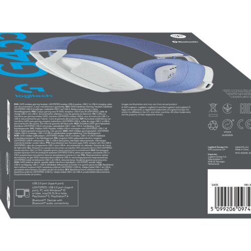 LOGITECH Lightspeed G435 Headset full size Bluetooth / 2.4 GHz radio frequency wireless white Discord Certified
