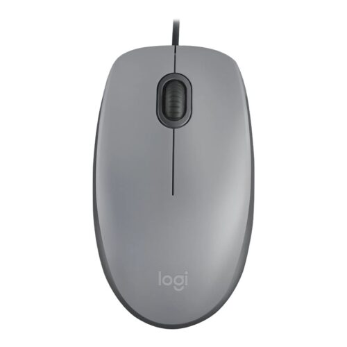 LOGITECH M110 Silent Mouse right and left-handed optical 3 buttons wired USB-A mid grey