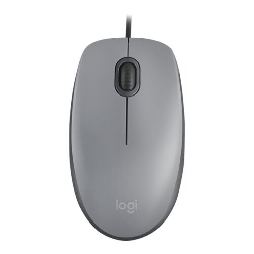 LOGITECH M110 Silent Mouse right and left-handed optical 3 buttons wired USB-A mid grey