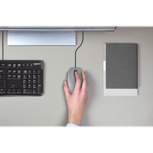 LOGITECH M110 Silent Mouse right and left-handed optical 3 buttons wired USB-A mid grey