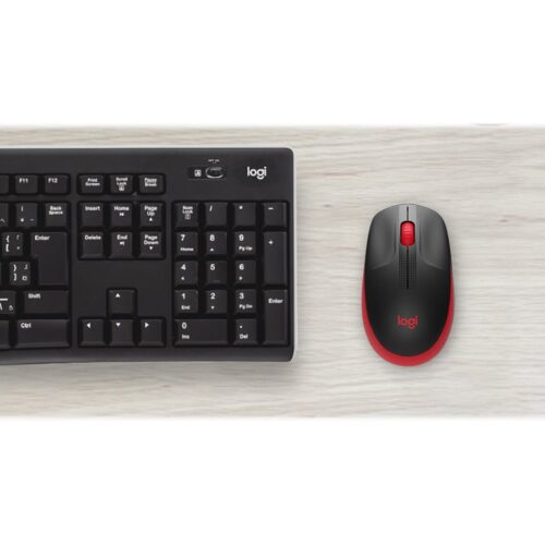 LOGITECH M190 Mouse optical 3 buttons wireless USB wireless receiver red