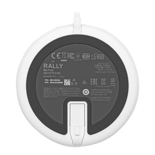 LOGITECH Rally Mic Pod Microphone white Skype Certified Zoom Certified Cisco Webex Certified for Rally Bar Plus Room Solution Large