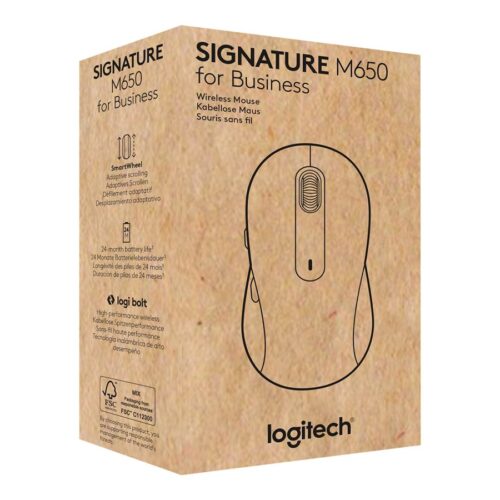 LOGITECH Signature M650 for Business Mouse wireless Bluetooth 2.4 GHz Bolt USB receiver off-white