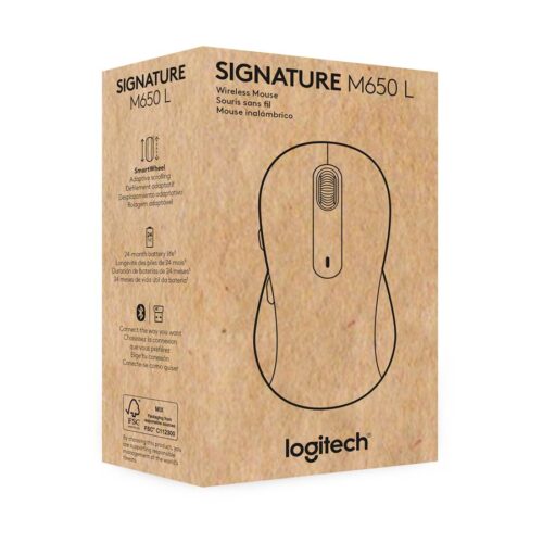 LOGITECH Signature M650 L for Business Mouse right-handed 5 buttons wireless Bluetooth 2.4 GHz Bolt USB receiver