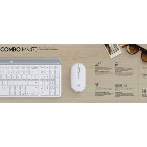LOGITECH Slim Wireless Keyboard and Mouse Combo MK470 OFFWHITE (FR)