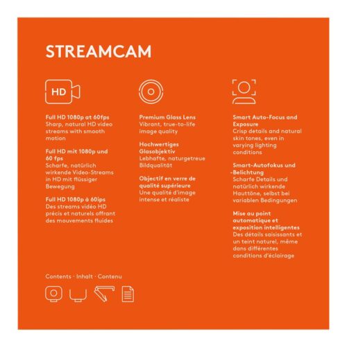 LOGITECH StreamCam Live streaming camera colour 1920 x 1080 1080p audio USB-C 3.1 Gen 1 MJPEG YUY2