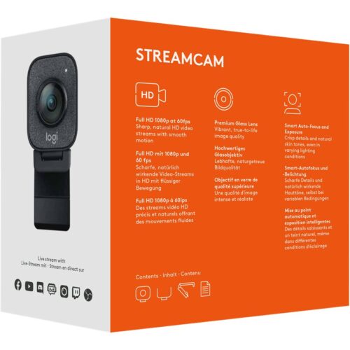 LOGITECH StreamCam Live streaming camera colour 1920 x 1080 1080p audio USB-C 3.1 Gen 1 MJPEG YUY2