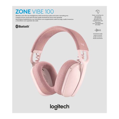 LOGITECH Zone Vibe 100 Headset full size Bluetooth wireless rose