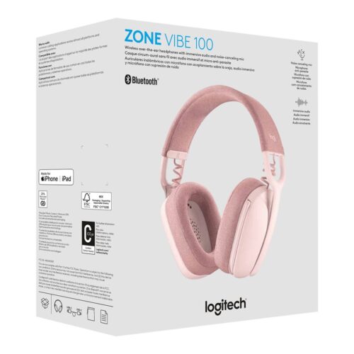 LOGITECH Zone Vibe 100 Headset full size Bluetooth wireless rose