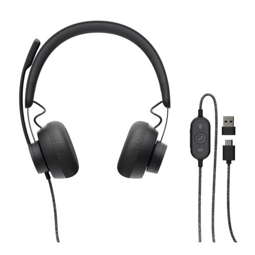 LOGITECH Zone Wired Headset on-ear wired USB-C graphite