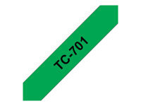 BROTHER P-TOUCH TC-701 noir sur vert 12mm