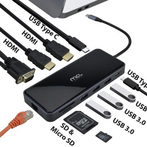 MCL 12-port docking station 2 HDMI and VGA