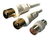 MCL Câble d antenne TV 9,5mm mâle / mâle 90 dB HQ + adapt – 2m
